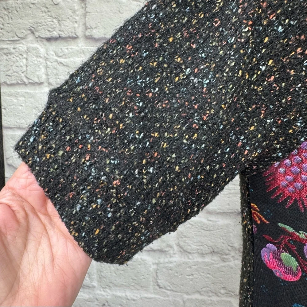 Anthropologie James Coviello Floral Brocade Spliced Metallic Knit Sweater